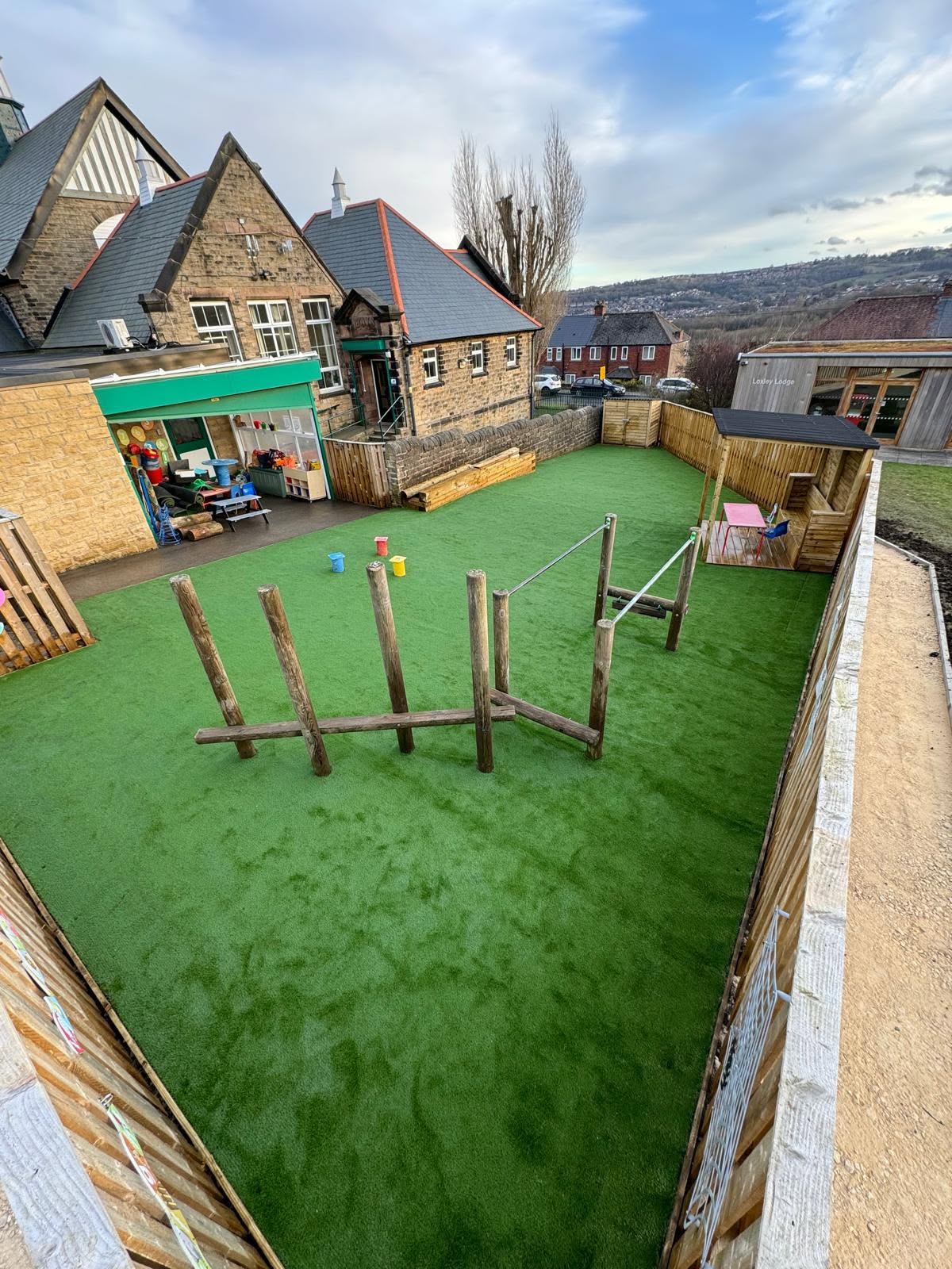 Artificial grass play area at a local school