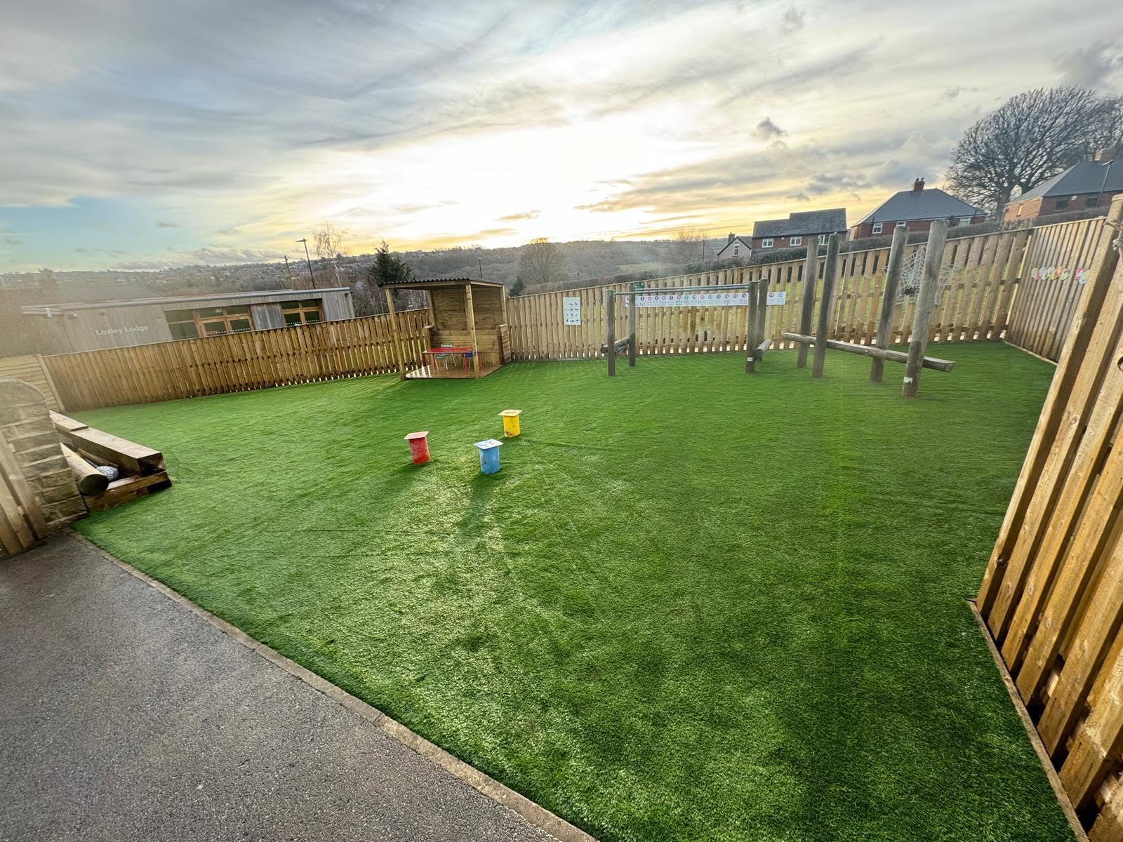 Large artificial grass play area for a school